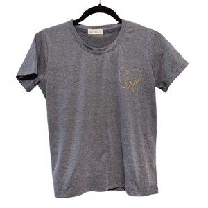 Gumac Solid Gray Yellow Heart Logo Crewneck Short Sleeve T-Shirt S